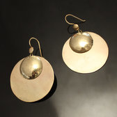 Bijoux Ethniques Africains Boucles d'Oreilles Peul Fulani Mali 112LB Bronze Dor Grands Doubles Ronds Boule