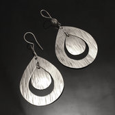 Bijoux Ethniques Africains Boucles d'Oreilles Peul Fulani Mali 119P Plaqu Argent Pendant Double Goutte