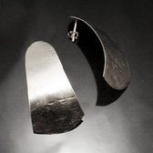 Bijoux Ethniques Africains Boucles d'Oreilles Peul Fulani Mali 101P Plaqu Argent  Clou Feuille Large Design