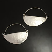 BBijoux Ethniques Africains Boucles d'Oreilles Croles Peul Fulani Mali 144PM Plaqu Argent Lune Martele