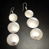Bijoux Ethniques Africains Boucles d'Oreilles Peul Fulani Mali 145PT Plaqu argent Pendants 3 Ronds Gravs