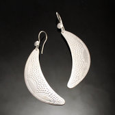 Bijoux Ethniques Africains Boucles d'Oreilles Peul Fulani Mali 148PT Plaqu Argent Lune