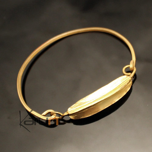 Bracelet Peul Fulani Mali 05 Bronze Doré feuille fine attache Ailettes