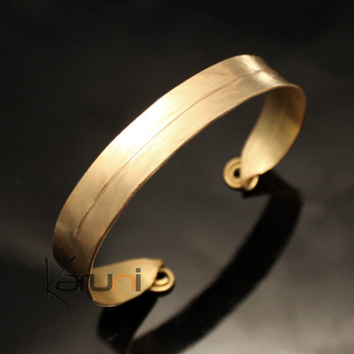 Bracelet Peul Fulani Mali 17 Bronze Doré Jonc Lisse Spirales
