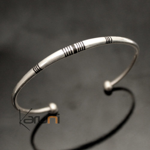 Bracelet en Argent et Ebène Rond Homme/Femme 08