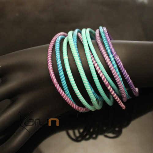 Bracelets JOKKO en Plastique Recyclé Homme Femme Enfant 34 Bleu Turquoise/Violet (x12)