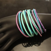 Bijoux Ethniques Africains Bracelets JOKKO en Plastique Recycl Homme Femme Enfant 34 Bleu Turquoise/Violet (x12) b