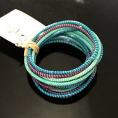 Bijoux Ethniques Africains Bracelets JOKKO en Plastique Recyclé Homme Femme Enfant 34 Bleu Turquoise/Violet (x12)