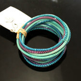 Bijoux Ethniques Africains Bracelets JOKKO en Plastique Recycl Homme Femme Enfant 34 Bleu Turquoise/Violet (x12)