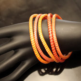 Bijoux Ethniques Africains Bracelets JOKKO larges en Plastique Recycl Homme Femme 03 Rouge/Orange (x5) b