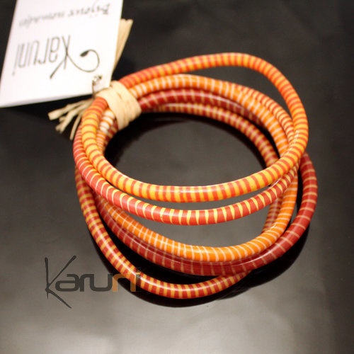 Bracelets JOKKO larges en Plastique Recyclé Homme Femme 03 Rouge/Orange (x5)