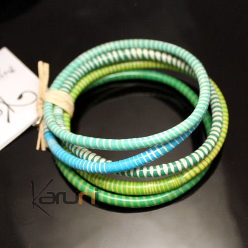 Bracelets JOKKO larges en Plastique Recyclé Homme Femme 04 Bleu Turquoise/Vert (x5)