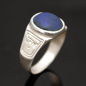 Bijoux Touareg Ethniques Bague en Argent et Lapis-Lazuli 40 Ronde