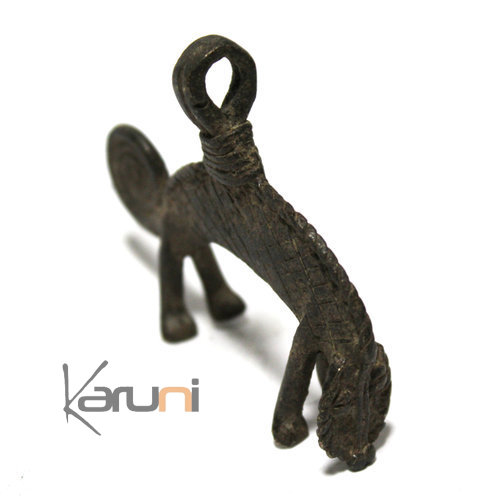 Art Dogon Africain Bronze Pendentif Amulette Sculpture  ethnique Afrique 06 Cameleon
