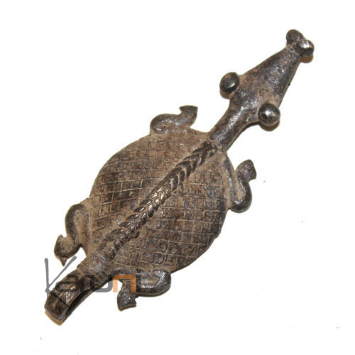Art Dogon Africain Bronze Pendentif Amulette Sculpture Mali Décoration ethnique Afrique 12 Crocodile