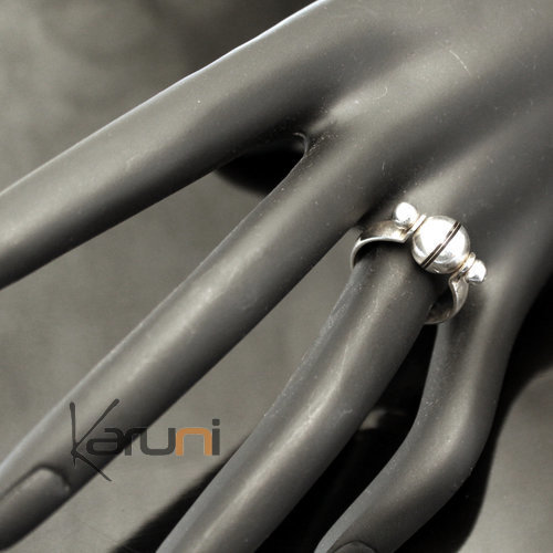 Bague en Argent 925 et ébène 005 Petite Toupie