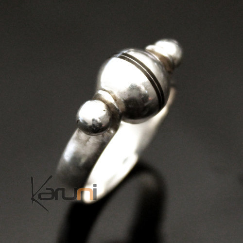 Bague en Argent 925 et ébène 005 Petite Toupie