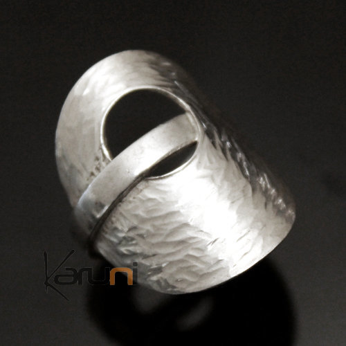 Bague en Argent 925 021 Rond Martelé Design Réglable