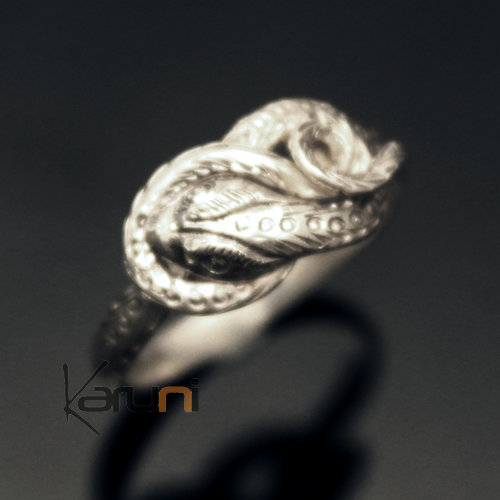 Bague en Argent Massif 925 Nepal 81 Serpent Entrelacé