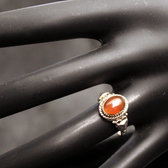Bijoux Ethniques Indiens Bague en Argent Massif 925 Inde 14 Fine Triangle Cornaline Rouge Orang b