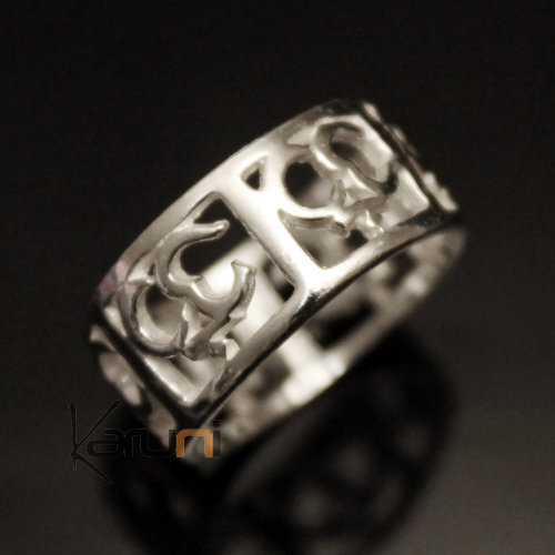 Bague Anneau Alliance en Argent Massif 925 Inde 01 Homme/Femme Om Tibétain Filigranes