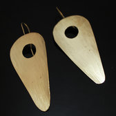 Bijoux Ethniques Africains Boucles d'Oreilles Peul Fulani Mali 154 Bronze Dor Goutte Triangle Creux