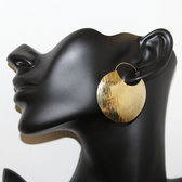 Bijoux Ethniques Africains Boucles d'Oreilles Croles Peul Fulani Mali 111MXL Bronze Dor Plates 5 cm Marteles b
