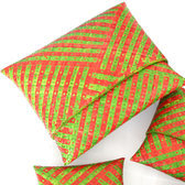Pochette sac à main raffia à motifs Lot de 6 - vert et orange