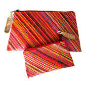 Pochette porte monnaie raffia  motifs Lot de 2 - rouge, orange et jaune