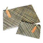 Pochette porte monnaie raffia  motifs Lot de 2 - vert kaki et naturel/crme