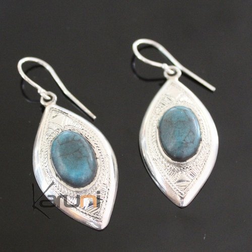 Boucles d'Oreilles en Argent et Pierre Turquoise 65