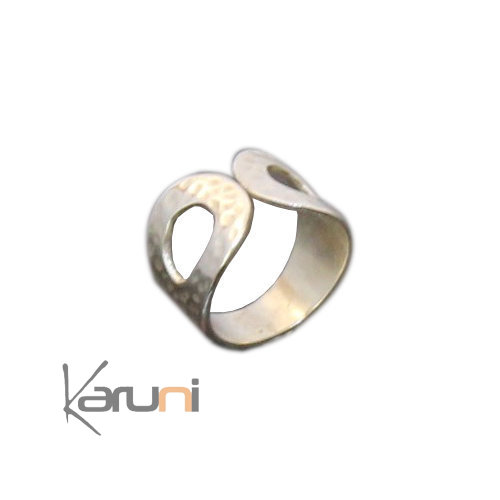 Bague Croisée Argent Martelé Réglable 