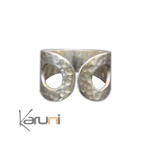 Bague Croisée Argent Martelé Réglable 