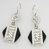Boucles d'oreilles touareg hexagone argent et ebene noir 27