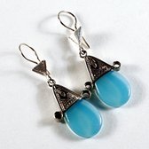 Bijoux Ethniques Touareg Boucles d'oreilles en Argent Croix du Sud d'Ingall Niger Rondes Bleu Turquoise