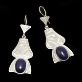 Boucles d'oreilles touareg en argent et agate bleue a