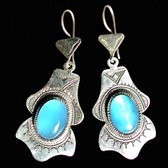 Boucles d'oreilles touareg argent et agate bleue