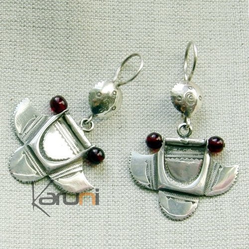 Boucles d'oreilles touareg fleurs lys en argent