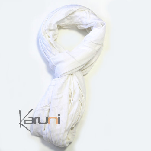 Cheche Touareg Foulard Echarpe Coton Homme/Femme Blanc Senegal