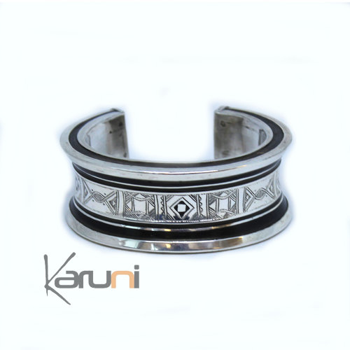 Bracelet Manchette en argent et Ebène Gravé
