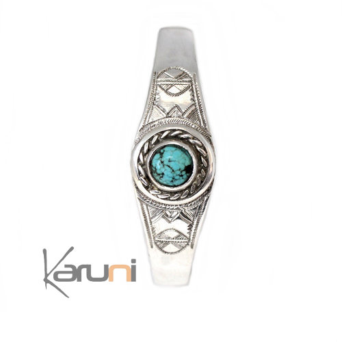 Bracelet Nigérien 09 Argent Turquoise ronde