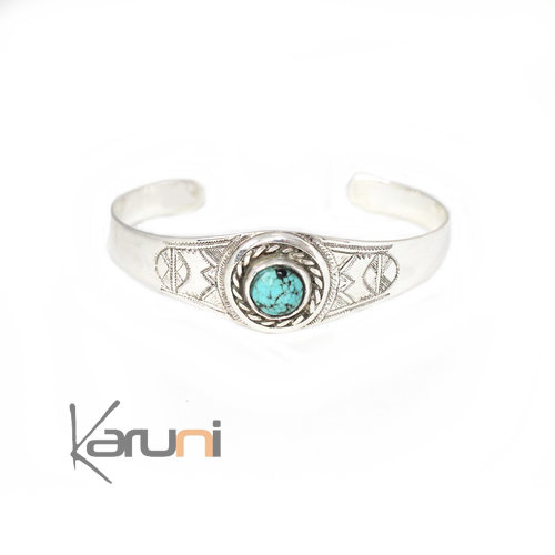 Bracelet Nigérien 09 Argent Turquoise ronde