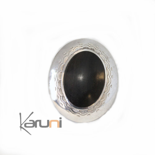 Bague en Argent 925 et ébène Gravé