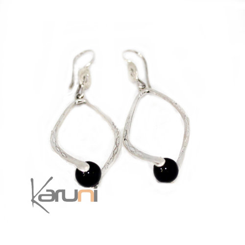 Boucles d'Oreilles en Argent et Onyx