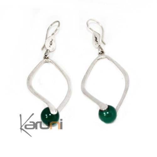 Boucles argent agathe verte