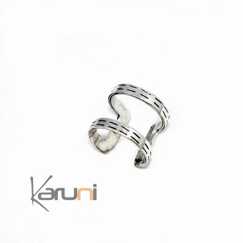 Bague en Argent double Anneau Réglable Karuni