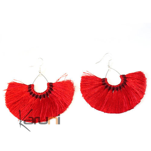 Boucles d'oreilles Fantaisie Thailande Rouge 4017