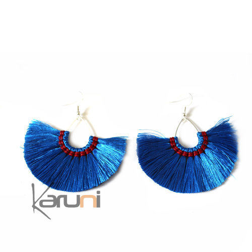 Boucles d'oreilles Fantaisie Thailande Bleu 4019