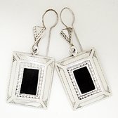 Bijoux Ethniques Touareg Boucles d'oreilles en Argent Rectangle Ebne Grav 01