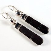 Boucles d'oreilles touareg gouttes plates - argent et bois d'bne